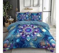 Set Copripiumino 260 x 240 cm, Stampa Mandala di Arte Fantasy, Biancheria Anti-Allergica di Lusso, Copripiumino con Il Mandala, Perfetto per Case Moderne, Traspirante e Delicato sulla Pelle