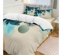 Set copripiumino 3 pezzi con 2 federe con piume ad acquerello, caldo set di biancheria da letto con chiusura a cerniera, morbido set di biancheria da letto per tutte le stagioni, 229 x 229 cm