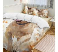 Set copripiumino 3 pezzi con 2 federe, motivo cane che corre, con grazioso labrador, caldo, chiusura a cerniera, morbido set di biancheria da letto per tutte le stagioni, 259 x 229 cm