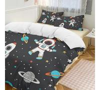 Set copripiumino 3 pezzi con 2 federe, motivo: galassia, pianeta, caldo, chiusura con cerniera, set di biancheria da letto morbido per tutte le stagioni, 218 x 178 cm