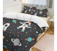 Set copripiumino 3 pezzi, con 2 federe, motivo: galassia, pianeta, caldo, chiusura con cerniera, set di biancheria da letto morbido per tutte le stagioni, 229 x 229 cm