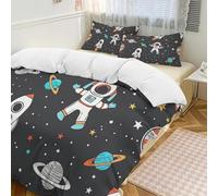 Set copripiumino 3 pezzi con 2 federe, motivo: galassia, pianeta, caldo, chiusura con cerniera, set di biancheria da letto morbido per tutte le stagioni, 259 x 229 cm