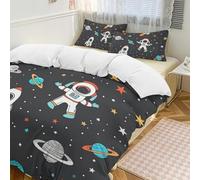 Set copripiumino 3 pezzi, con 2 federe, motivo: galassia, pianeta, caldo, chiusura con cerniera, set di biancheria da letto morbido per tutte le stagioni, 201 x 229 cm