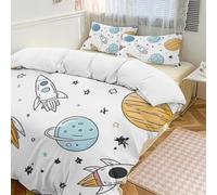 Set copripiumino 3 pezzi con 2 federe, motivo pianeta spaziale, universo, caldo, chiusura con cerniera, morbido set di biancheria da letto per tutte le stagioni, 218 x 178 cm