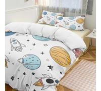 Set copripiumino 3 pezzi con 2 federe, motivo pianeta spaziale, universo, caldo, chiusura con cerniera, morbido set di biancheria da letto per tutte le stagioni, 201 x 229 cm