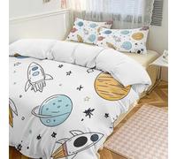 Set copripiumino 3 pezzi con 2 federe, motivo pianeta spaziale, universo, caldo, chiusura con cerniera, morbido set di biancheria da letto per tutte le stagioni, 259 x 229 cm