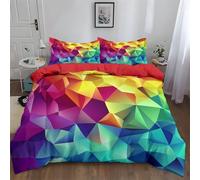 Set Copripiumino 3 Pezzi Moderno Geometrico Triangolo 155 x 220 cm Reversibile Parure Copripiumino Morbido e Traspirante Microfibra con Stampa Cura Facile con 2 Federa 50x75cm Rosso