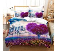 Set copripiumino 3D albero amore città arte paesaggio set biancheria da letto...