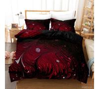 Set copripiumino 3D astratto con struttura in marmo rosso set biancheria da l...
