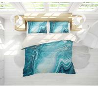Set copripiumino 3D astratto marmo oceano set biancheria da letto federe 64