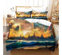 Set copripiumino 3D Aurora cielo stellato montagne fiume set biancheria da le...