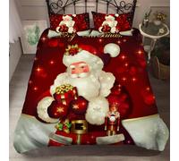 Set copripiumino 3D Babbo Natale set biancheria da letto federe 64