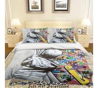 Set copripiumino 3D Banksy Mural Boy set lenzuola federe 64