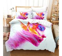 Set copripiumino 3D Beauty Fire Dragon arte astratta blu set biancheria da le...