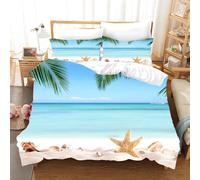 Set copripiumino 3D blu mare spiaggia stelle marine set lenzuola federe
