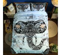 Set copripiumino 3D Bohemian Elephant Lotus Blue set lenzuola federe 64