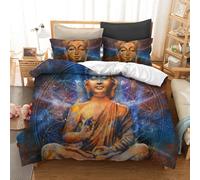 Set copripiumino 3D Buddha geometria modello artistico set biancheria da lett...