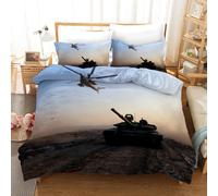Set copripiumino 3D carro armato militare elicottero cielo set biancheria da ...