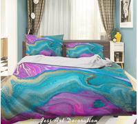Set copripiumino 3D colore acquerello marmo set biancheria da letto federe 64
