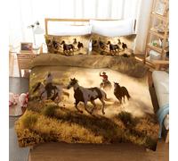 Set copripiumino 3D cowboy horse gregge set biancheria da letto federe