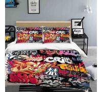 Set copripiumino 3D Dark Graffiti set biancheria da letto federe 64