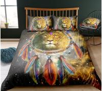 Set copripiumino 3D Dream Catcher leone piumato set biancheria da letto feder...