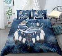 Set copripiumino 3D Dream Catcher lupo piumato set biancheria da letto federe 64