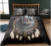 Set copripiumino 3D Dream Catcher lupo piumato set biancheria da letto federe 64