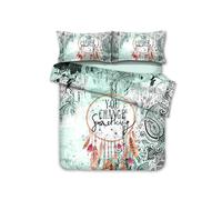 Set copripiumino 3D Dream Catcher modello piuma set biancheria da letto feder...