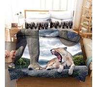 Set copripiumino 3D elefante leone foresta cielo paesaggio set biancheria da ...