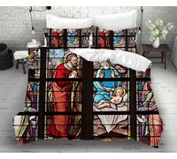 Set copripiumino 3D finestra religione arte set biancheria da letto federe 64