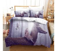 Set copripiumino 3D foresta di cervi ragazza piccione set biancheria da letto...