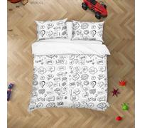 Set copripiumino 3D graffiti simbolo lettere disegnato a mano set biancheria ...