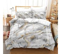 Set copripiumino 3D grigio oro lamina marmo set biancheria da letto federe