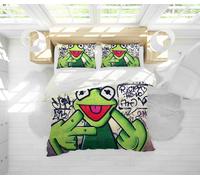 Set copripiumino 3D lettere astratte graffiti rana set biancheria da letto fe...
