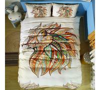 Set copripiumino 3D linea Lion disegnato a mano motivo artistico set biancher...