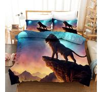 Set copripiumino 3D Lion Mountain Starry Sky Moon set lenzuola federe