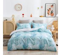 Set copripiumino 3D marmo blu acquerello set biancheria da letto federe 31