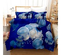 Set copripiumino 3D meduse blu oceano set biancheria da letto federe