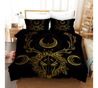Set copripiumino 3D modello linea luna cervo nero oro set lenzuola federe 64