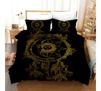 Set copripiumino 3D modello luna sole nero oro set lenzuola federe 64