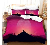 Set copripiumino 3D modello Wolf Moon Mountain copripiumino lenzuola federe