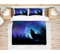 Set copripiumino 3D Moon Night Wolf set biancheria da letto federe