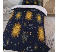 Set Copripiumino 3D Moon Sun Star Cloud Nero Cielo Copripiumino Biancheria da...