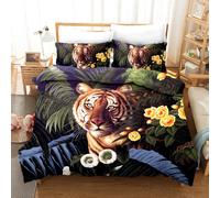 Set copripiumino 3D motivo foglia floreale tigre set biancheria da letto federe