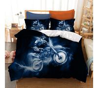 Set copripiumino 3D motociclista motivo fulmine set lenzuola federe 64