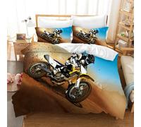 Set copripiumino 3D motocross deserto set biancheria da letto federe 64