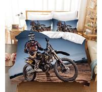 Set copripiumino 3D motocross deserto set biancheria da letto federe 64