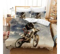Set copripiumino 3D motocross deserto set biancheria da letto federe 64