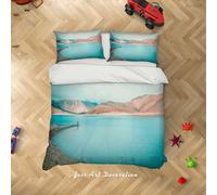 Set copripiumino 3D paesaggio lago di montagna set biancheria da letto federe 64
